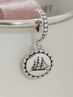 Pandora Boston Massachusetts State Exclusive Iconic Ship Dangle Charm Silver